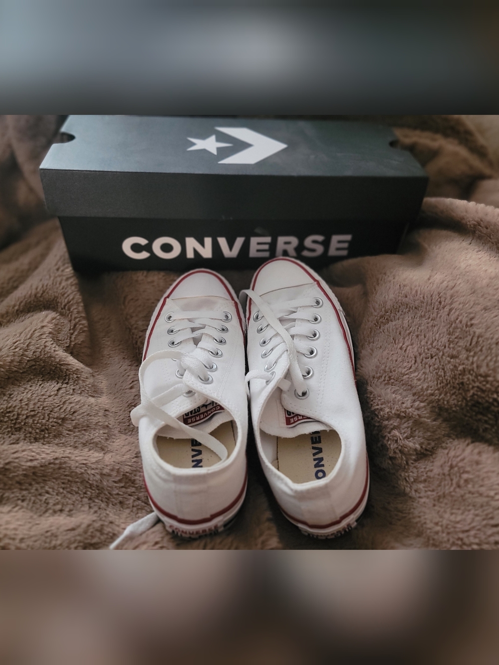 Converse Unisex White Low Top Sneakers with Red Trim